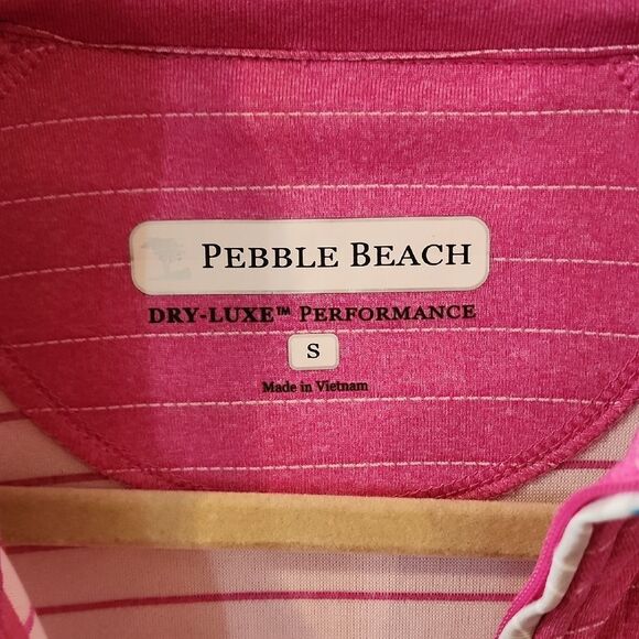 Pebble Beach Dry Luxe Performance Small Full Zip Pink Striped Zip-Up Jacket - Picture 2 of 4
